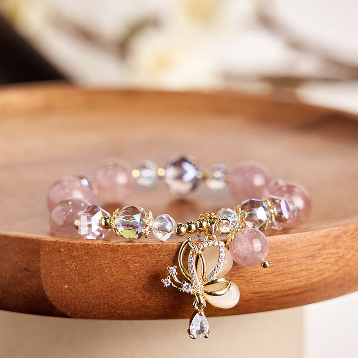 Buddha Stones Natural Strawberry Quartz Butterfly Healing Bracelet - image 5