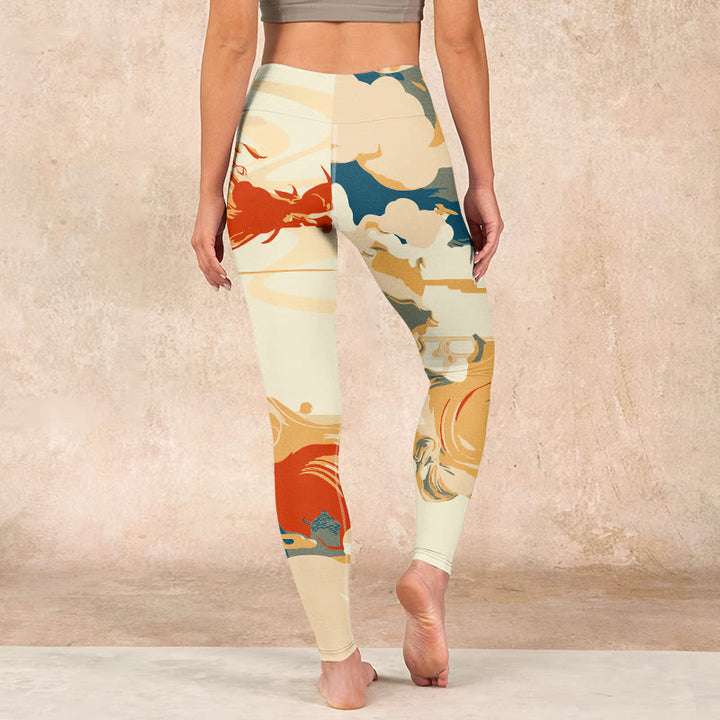 Buddha Stones Colorful Clouds Print Fitness Leggings Women's Yoga Pants - image 14