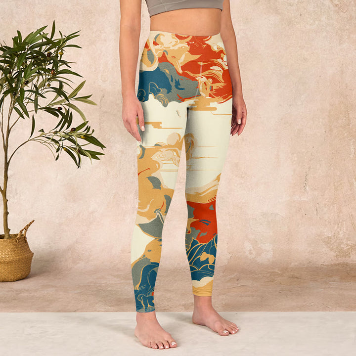 Buddha Stones Colorful Clouds Print Fitness Leggings Women's Yoga Pants - image 3