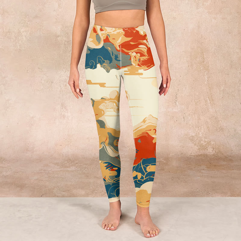 Buddha Stones Colorful Clouds Print Fitness Leggings Women's Yoga Pants - image 1