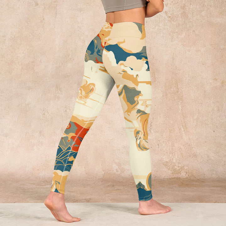 Buddha Stones Colorful Clouds Print Fitness Leggings Women's Yoga Pants - image 4