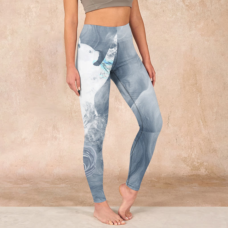 Buddha Stones Light Slate Gray White Cat Exercise Leggings Women's Yoga Pants - LightSlateGray - US18，UK/AU22，EU50 (4XL) - image 0