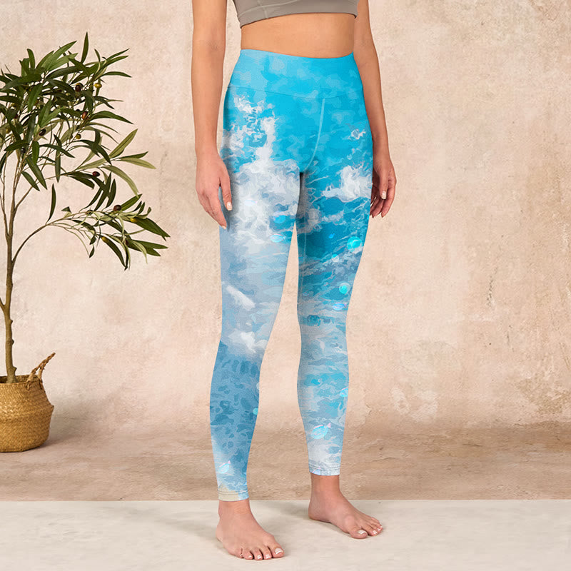 Buddha Stones Ocean Waves Fish Gym Leggings Women's Yoga Pants - image 3