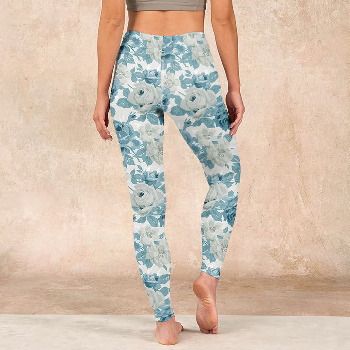 Buddha Stones Green White Flower Gym Leggings Women's Yoga Pants - image 14