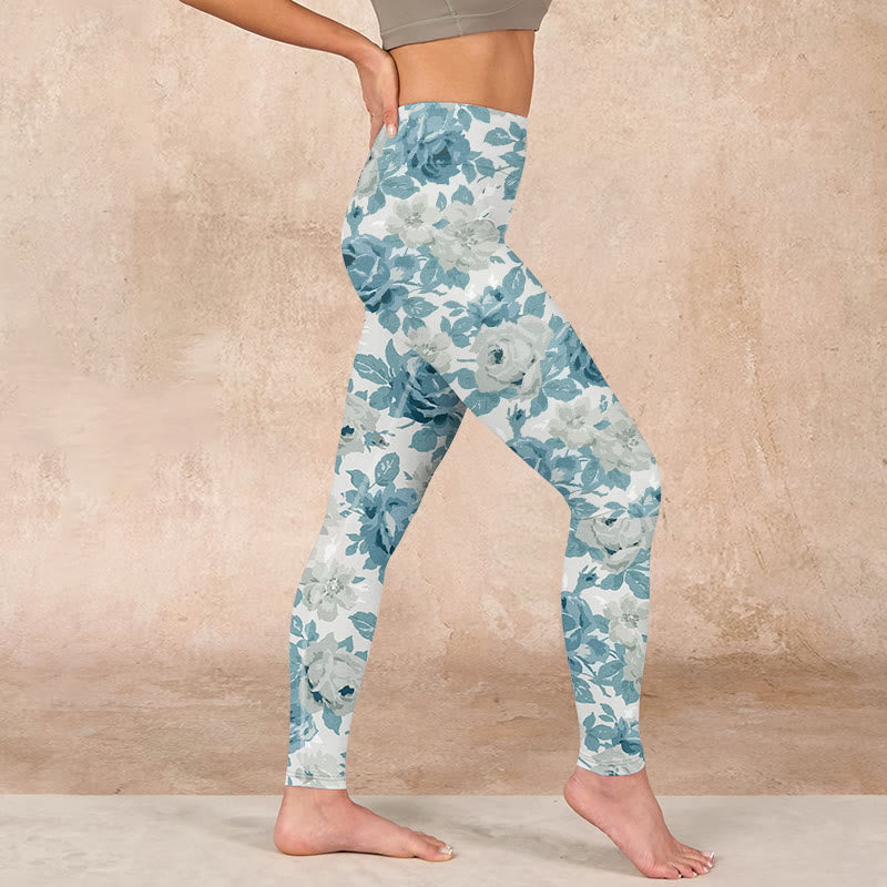 Buddha Stones Green White Flower Gym Leggings Women's Yoga Pants - image 16