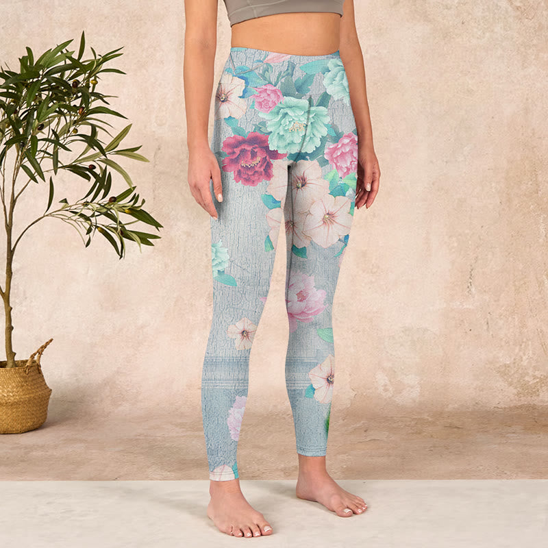 Buddha Stones Colorful Peony Flowers Print Gym Fitness Leggings Women's Yoga Pants - image 3