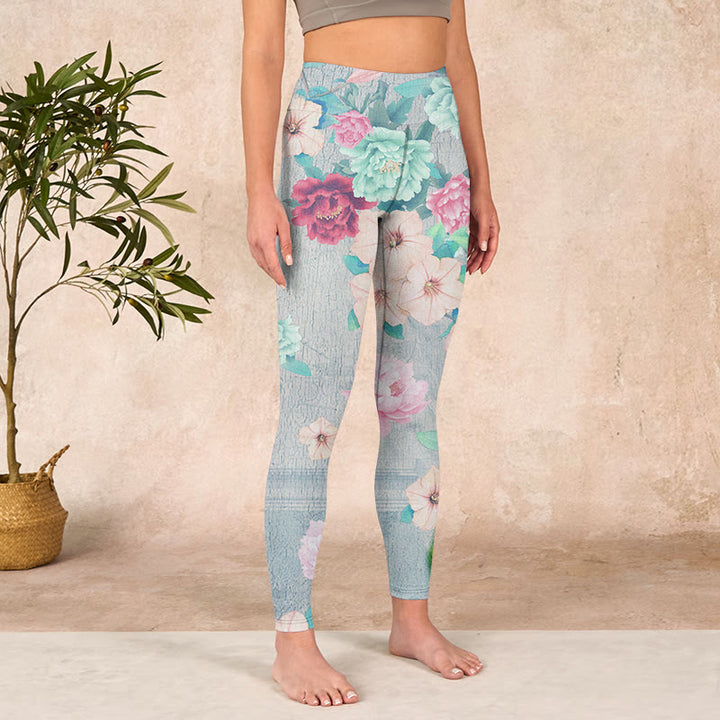 Buddha Stones Colorful Peony Flowers Print Gym Fitness Leggings Women's Yoga Pants - image 3
