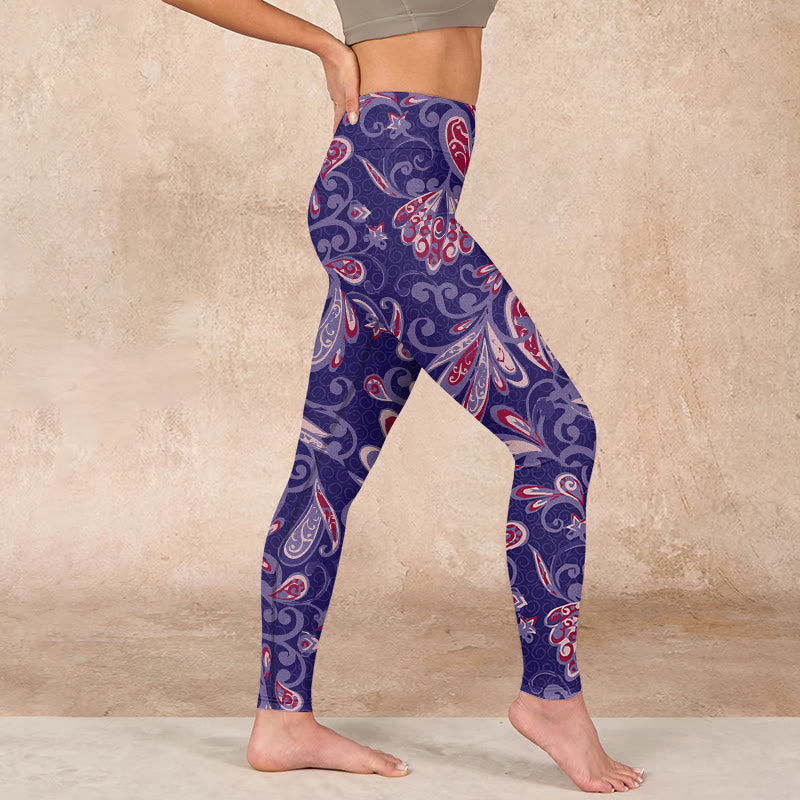 Buddha Stones Purple Flower Petals Print Gym Fitness Leggings Women's Yoga Pants - image 16