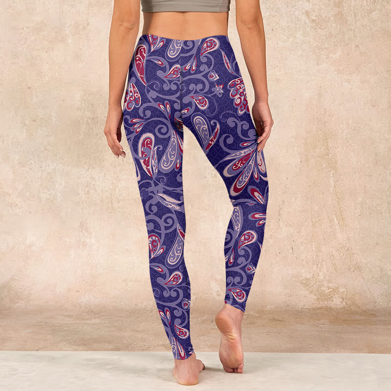 Buddha Stones Purple Flower Petals Print Gym Fitness Leggings Women's Yoga Pants - image 14