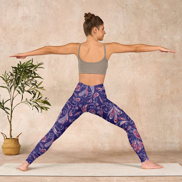 Buddha Stones Purple Flower Petals Print Gym Fitness Leggings Women's Yoga Pants - image 10