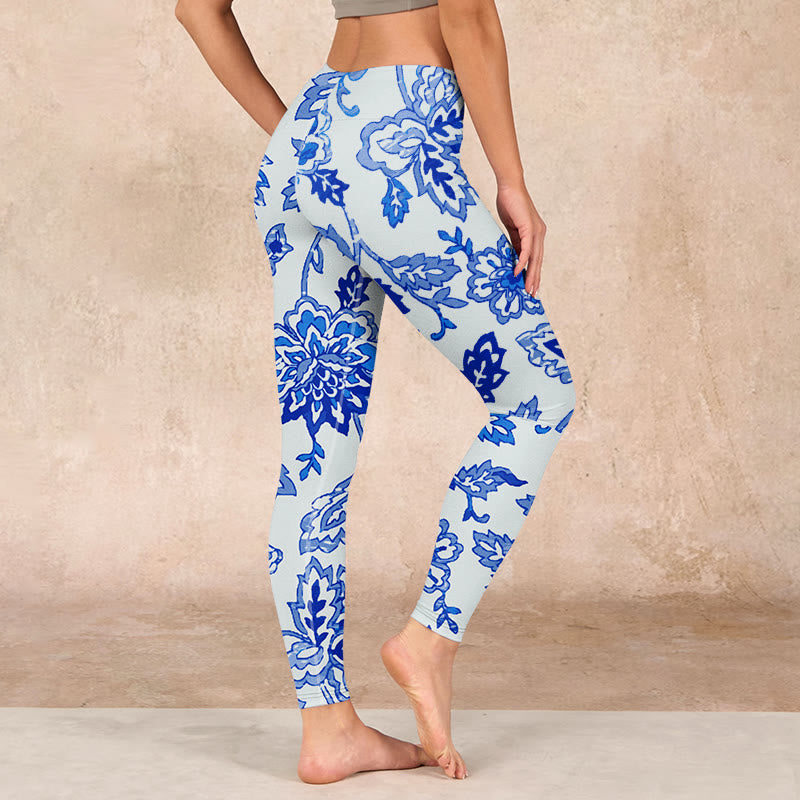 Buddha Stones Flowers Print Gym Leggings Women's Yoga Pants - image 2