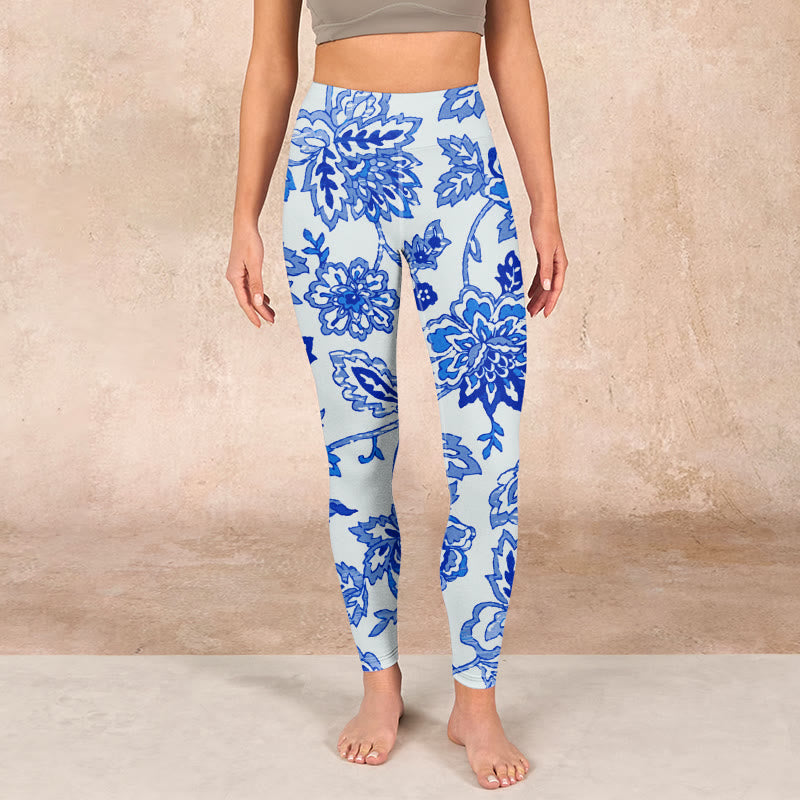 Buddha Stones Flowers Print Gym Leggings Women's Yoga Pants - image 1