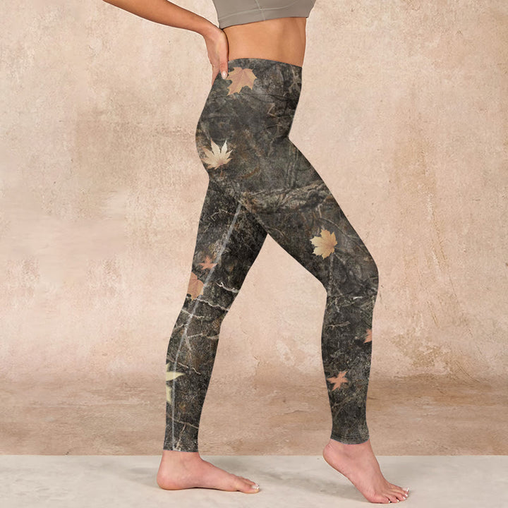 Buddha Stones Maple Leaves Print Gym Leggings Women's Yoga Pants - image 16
