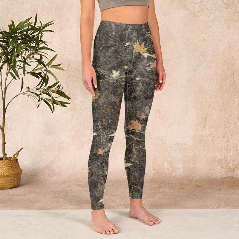 Buddha Stones Maple Leaves Print Gym Leggings Women's Yoga Pants - image 3