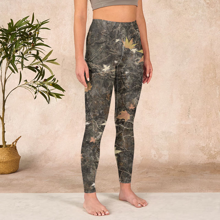 Buddha Stones Maple Leaves Print Gym Leggings Women's Yoga Pants - image 3