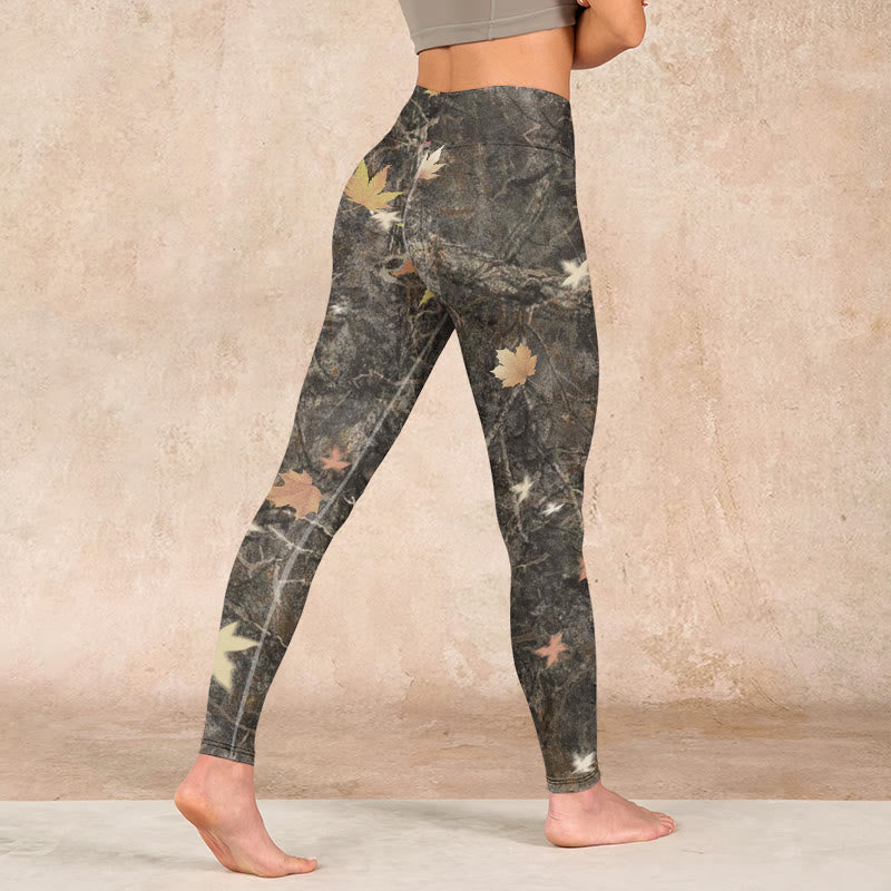 Buddha Stones Maple Leaves Print Gym Leggings Women's Yoga Pants - image 4