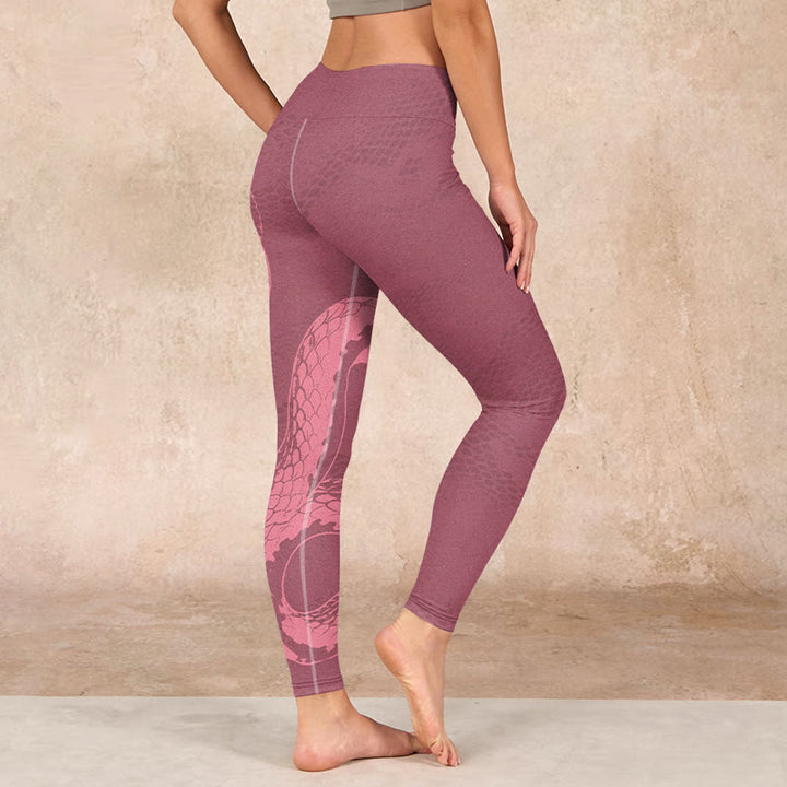 Buddha Stones Pink Snake And Snakeskin Print Gym Leggings Women's Yoga Pants - image 2