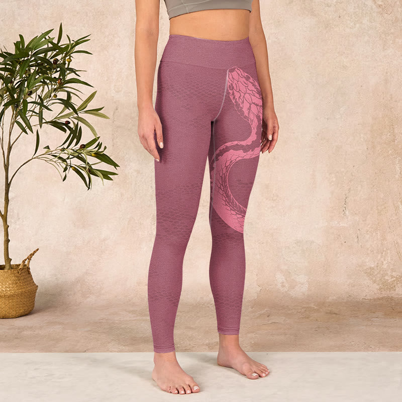 Buddha Stones Pink Snake And Snakeskin Print Gym Leggings Women's Yoga Pants - image 3