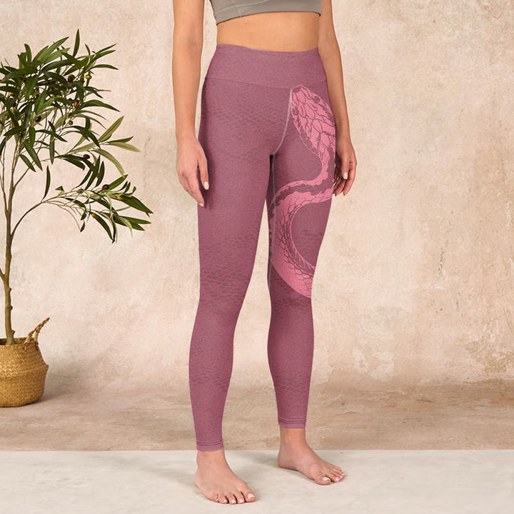Buddha Stones Pink Snake And Snakeskin Print Gym Leggings Women's Yoga Pants - image 3