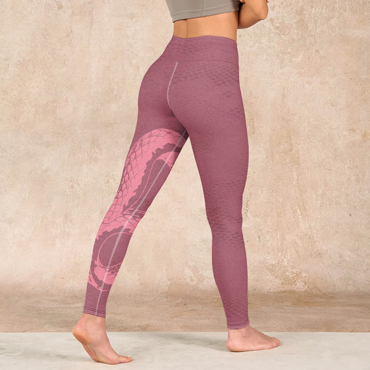 Buddha Stones Pink Snake And Snakeskin Print Gym Leggings Women's Yoga Pants - image 4