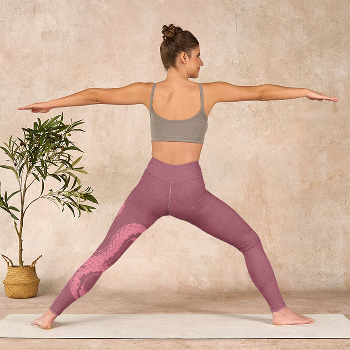 Buddha Stones Pink Snake And Snakeskin Print Gym Leggings Women's Yoga Pants - image 10