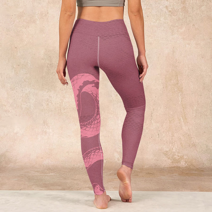 Buddha Stones Pink Snake And Snakeskin Print Gym Leggings Women's Yoga Pants - image 14