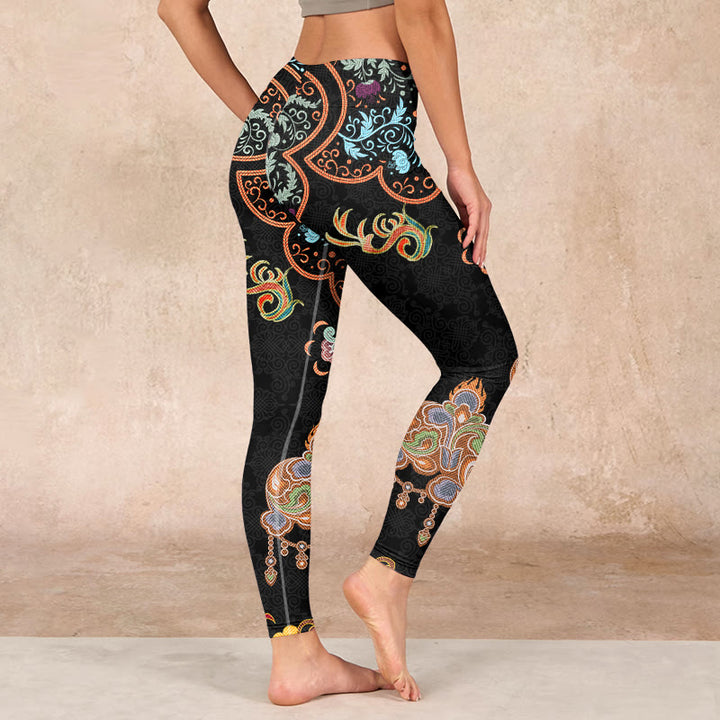 Buddha Stones Mandala Auspicious Clouds Print Gym Leggings Women's Yoga Pants - image 2