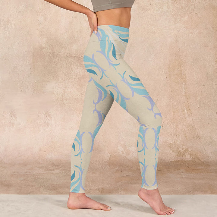 Buddha Stones Blue Purple Green Lines Gym Leggings Women's Yoga Pants - image 16