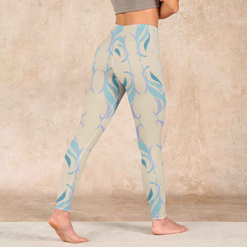 Buddha Stones Blue Purple Green Lines Gym Leggings Women's Yoga Pants - image 4