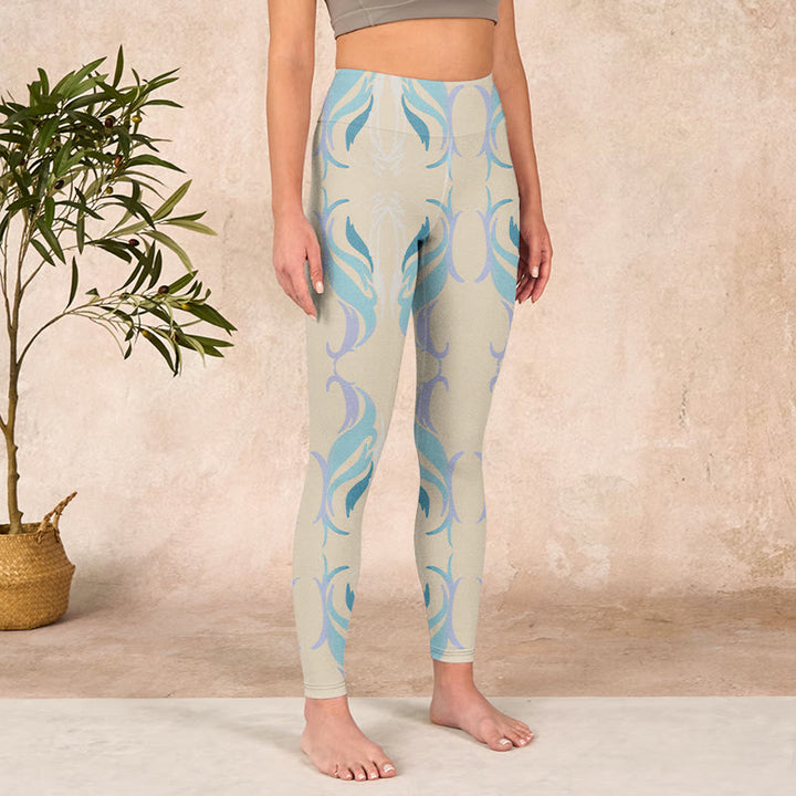 Buddha Stones Blue Purple Green Lines Gym Leggings Women's Yoga Pants - image 3