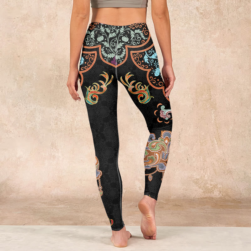 Buddha Stones Mandala Auspicious Clouds Print Gym Leggings Women's Yoga Pants - image 14