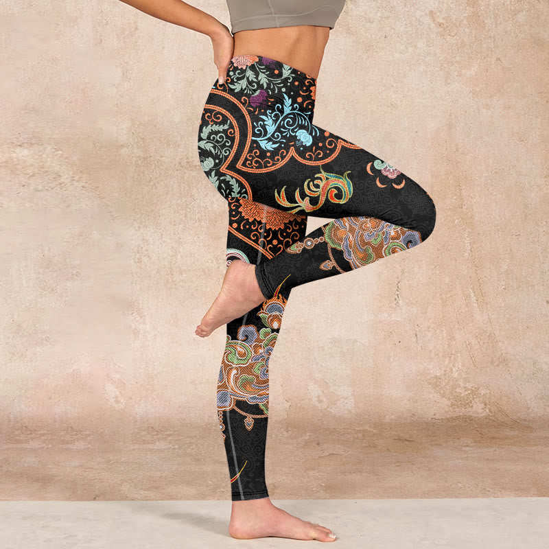 Buddha Stones Mandala Auspicious Clouds Print Gym Leggings Women's Yoga Pants - image 16