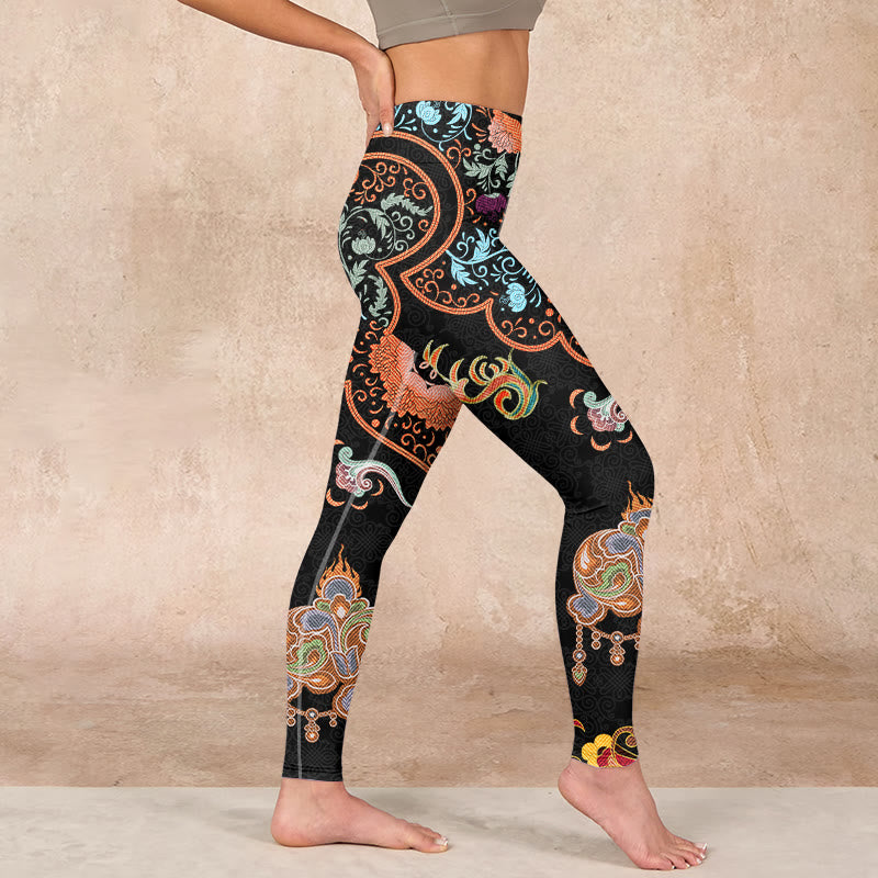 Buddha Stones Mandala Auspicious Clouds Print Gym Leggings Women's Yoga Pants - image 15