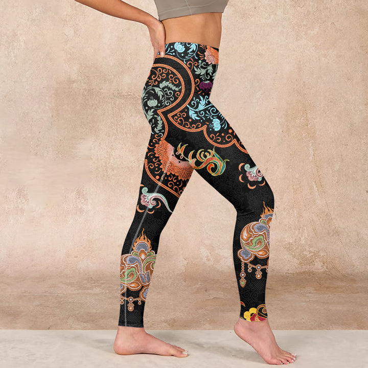Buddha Stones Mandala Auspicious Clouds Print Gym Leggings Women's Yoga Pants - image 15