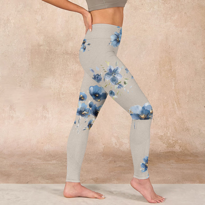 Buddha Stones Dark Blue Flower Gym Leggings Women's Yoga Pants - image 16
