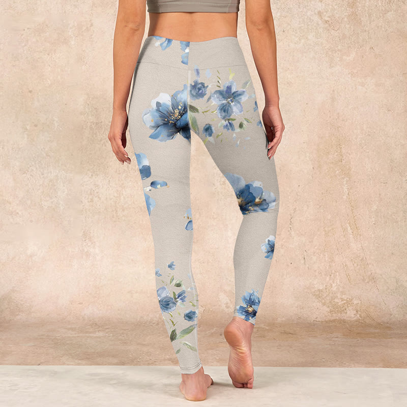 Buddha Stones Dark Blue Flower Gym Leggings Women's Yoga Pants - image 14