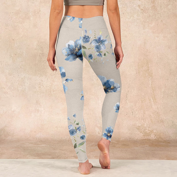 Buddha Stones Dark Blue Flower Gym Leggings Women's Yoga Pants - image 14