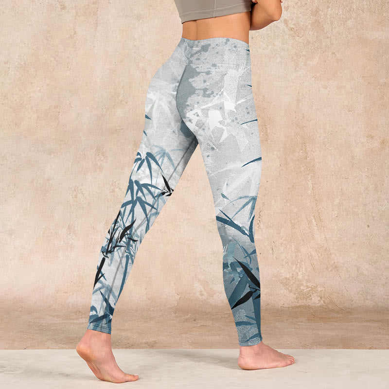 Buddha Stones Bamboo Print Gym Leggings Women's Yoga Pants - image 4