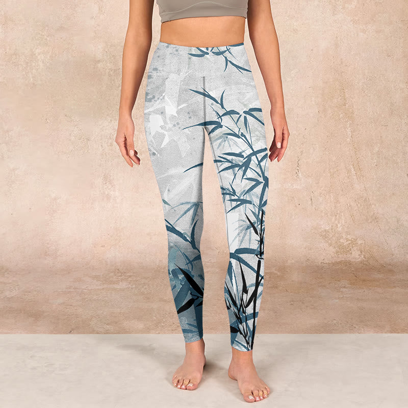 Buddha Stones Bamboo Print Gym Leggings Women's Yoga Pants - image 1