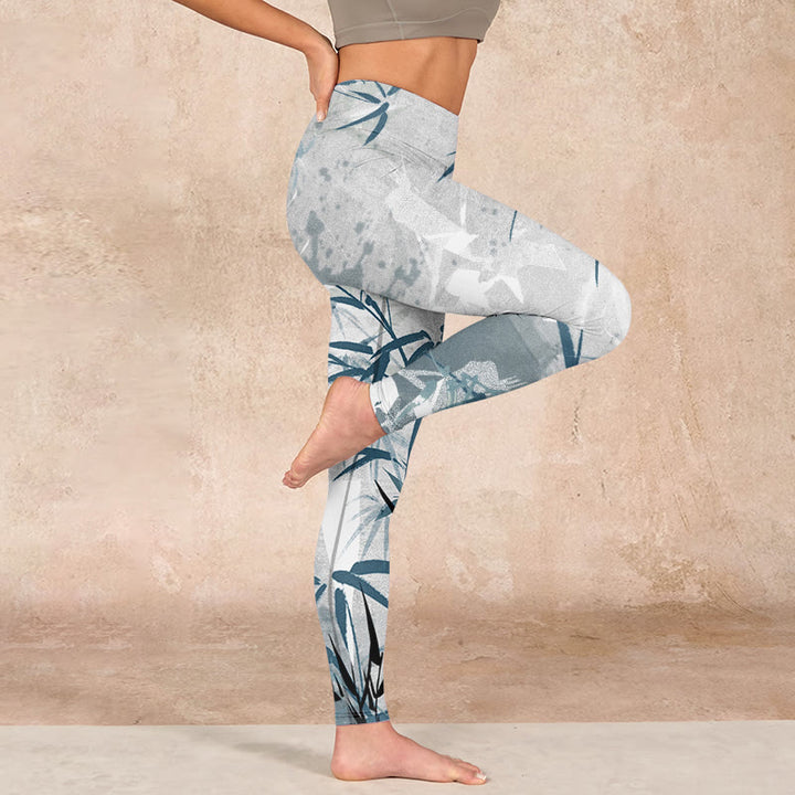 Buddha Stones Bamboo Print Gym Leggings Women's Yoga Pants - image 15