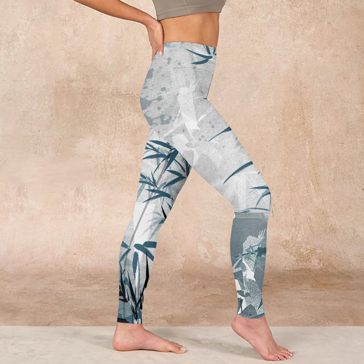 Buddha Stones Bamboo Print Gym Leggings Women's Yoga Pants - image 16