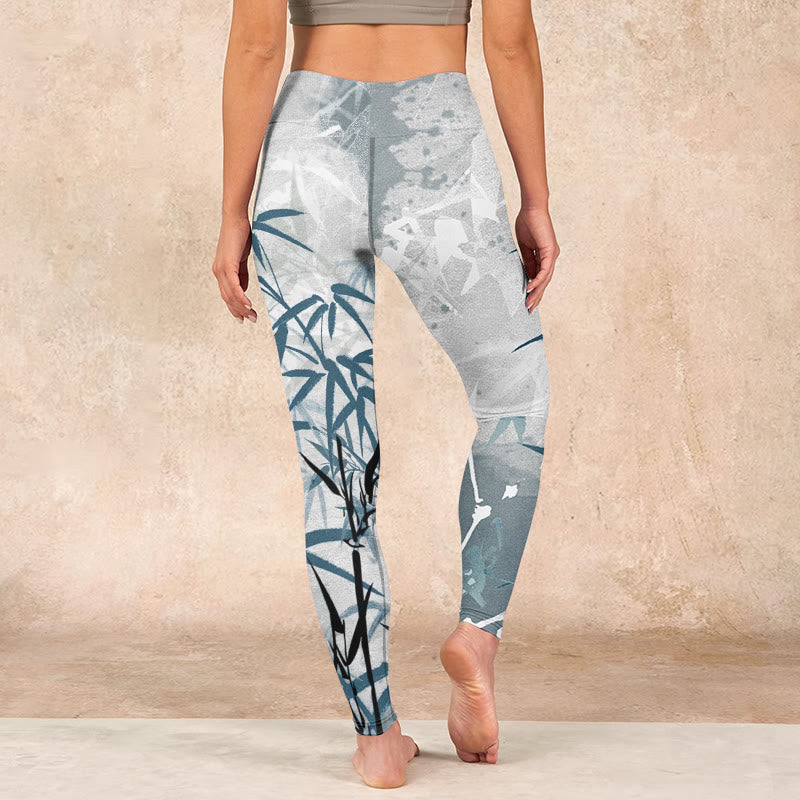 Buddha Stones Bamboo Print Gym Leggings Women's Yoga Pants - image 14
