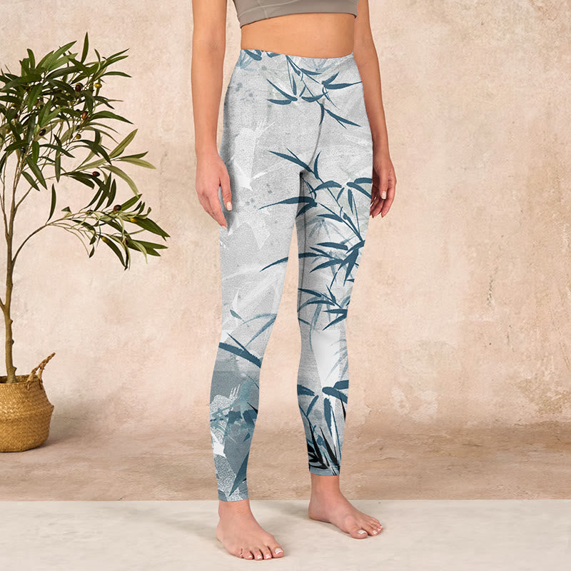Buddha Stones Bamboo Print Gym Leggings Women's Yoga Pants - image 3