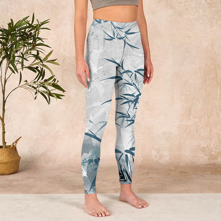 Buddha Stones Bamboo Print Gym Leggings Women's Yoga Pants - image 3