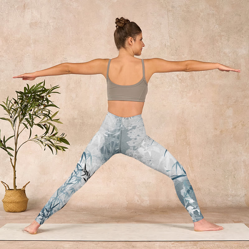 Buddha Stones Bamboo Print Gym Leggings Women's Yoga Pants - image 10