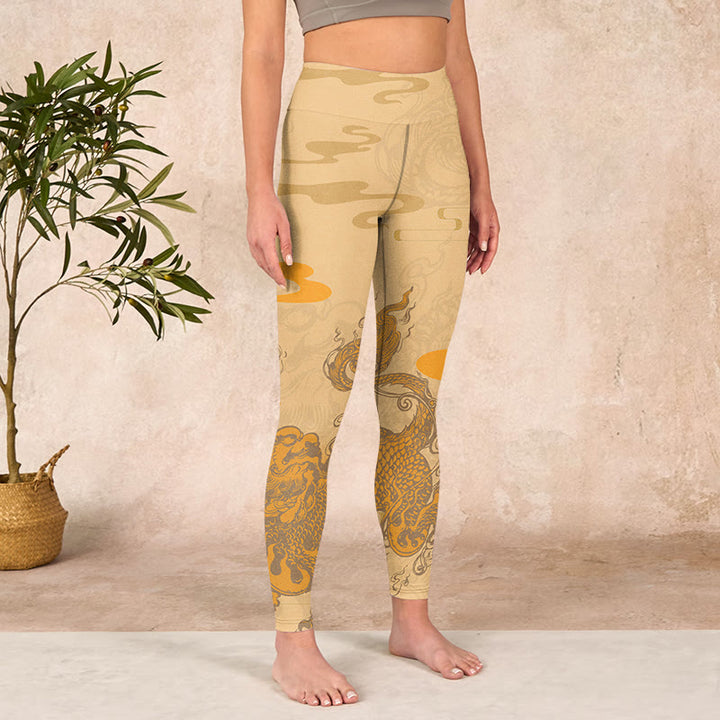 Buddha Stones PiXiu Clouds Pattern Gym Leggings Women's Yoga Pants - image 3