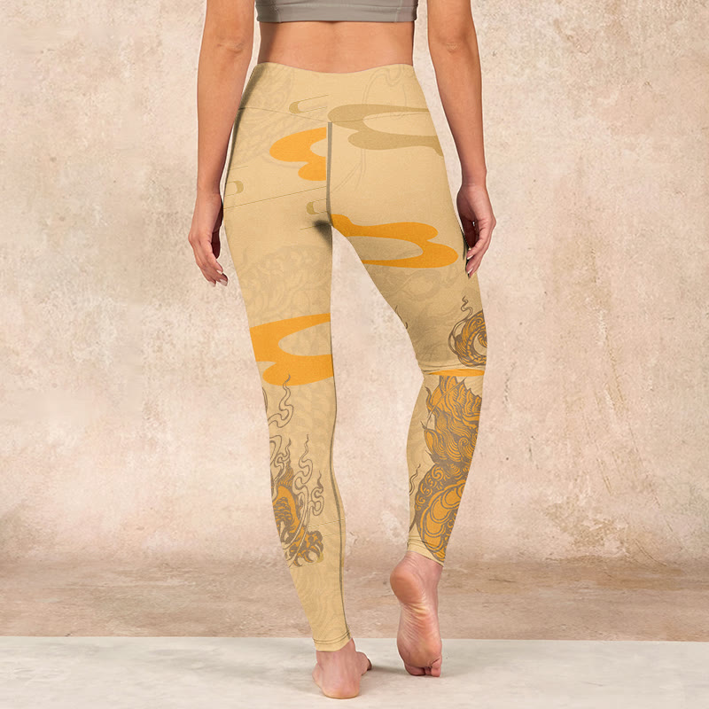 Buddha Stones PiXiu Clouds Pattern Gym Leggings Women's Yoga Pants - image 14