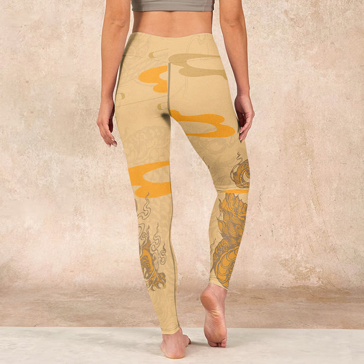 Buddha Stones PiXiu Clouds Pattern Gym Leggings Women's Yoga Pants - image 14