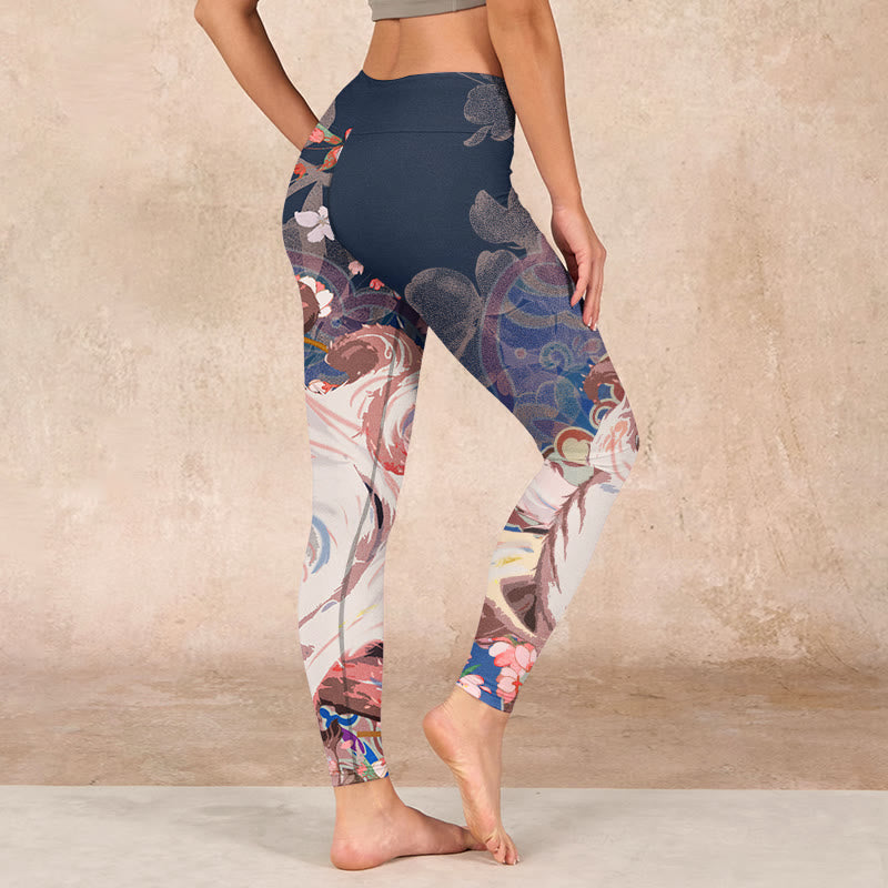 Buddha Stones Fox Cherry Blossoms Gym Leggings Women's Yoga Pants - image 2