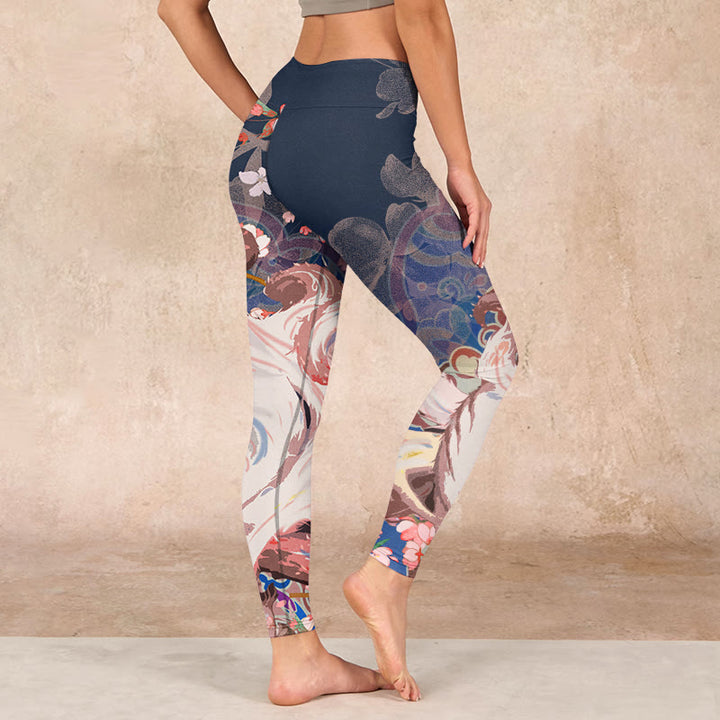 Buddha Stones Fox Cherry Blossoms Gym Leggings Women's Yoga Pants - image 2